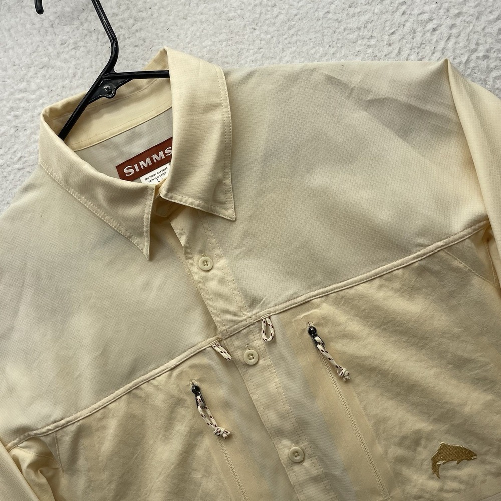 Simms Cream/Tan Men's Casual Button Down Shirt